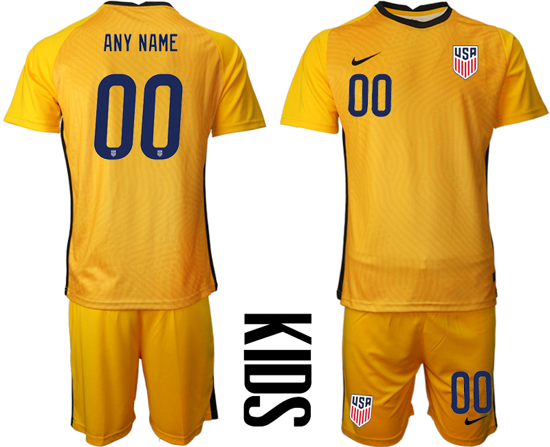 Cheap Youth 2020-2021 Season National team United States goalkeeper yellow customized Soccer Jersey
